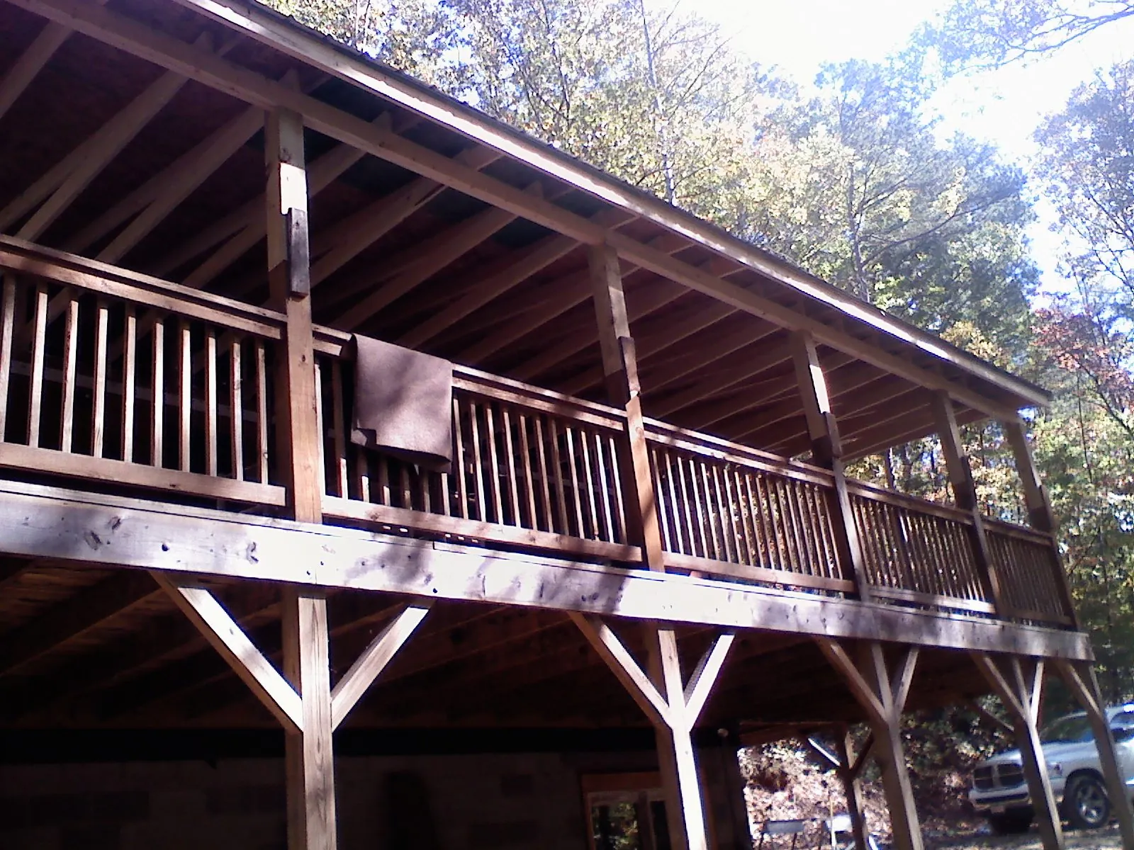 Timber framing under a new elevated porch and deck — Roof Leak Repair in Wadena by Roofing Brothers